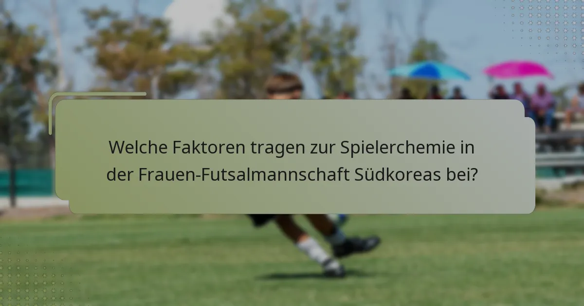 Welche Faktoren tragen zur Spielerchemie in der Frauen-Futsalmannschaft Südkoreas bei?